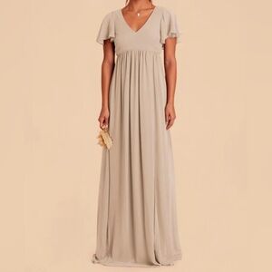almond bridesmaid dresses Flutter Sleeve Crepe Bridesmaid Dress